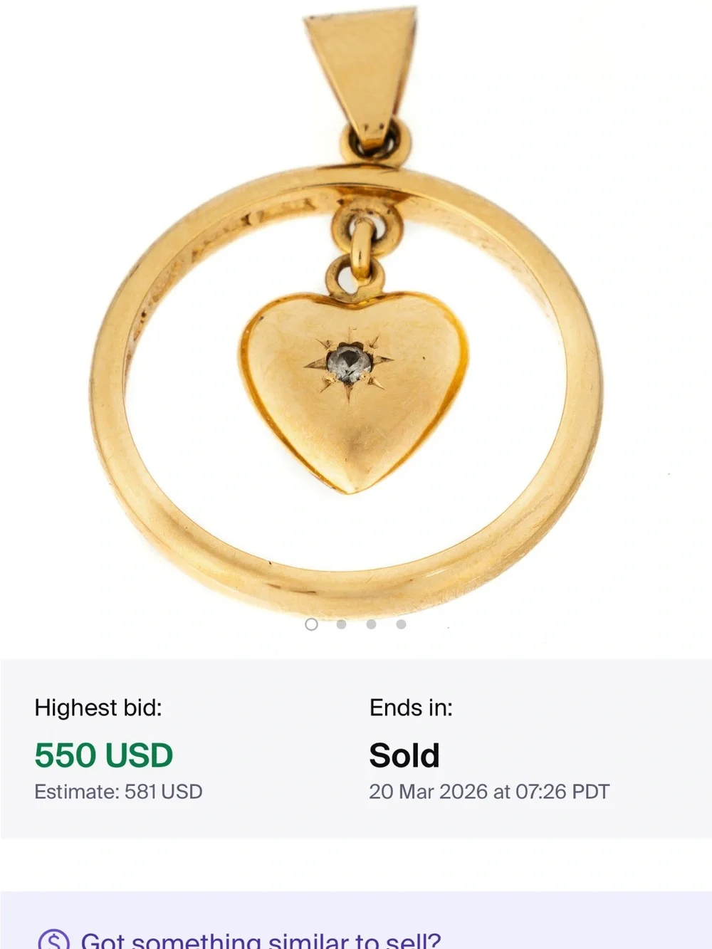 Vintage Gold Heart Locket with Starburst Diamond Flake-Circle Brooch